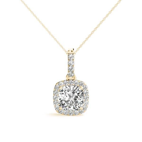 14K Yellow Gold Diamond Halo Pendant 0.7 ct