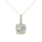 14K Yellow Gold Diamond Halo Pendant 0.7 ct