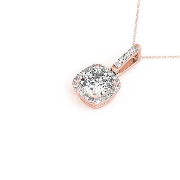 14K Rose Gold 7/8 ct tw Halo Diamond Pendant