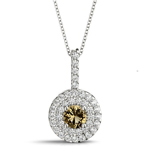 Round Diamond Halo Pendant Necklace