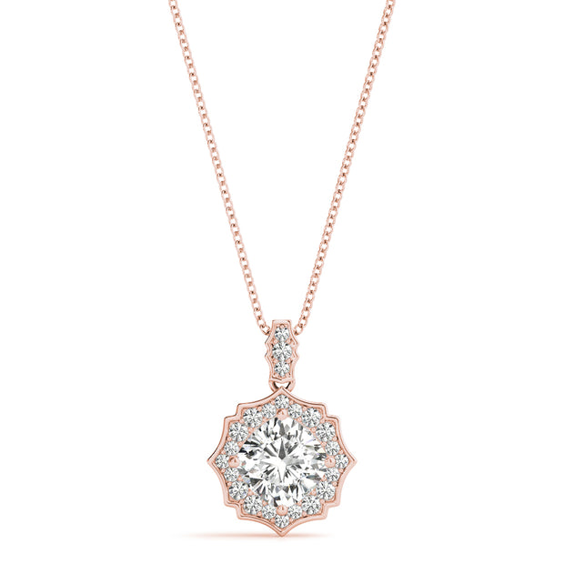 14K Rose Gold 5/8 ct Diamond Cushion Halo Pendant