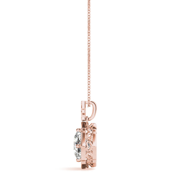 14K Rose Gold 5/8 ct tw Halo Diamond Pendant