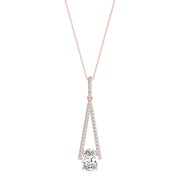 14K Rose Gold Oval Diamond Halo Pendant