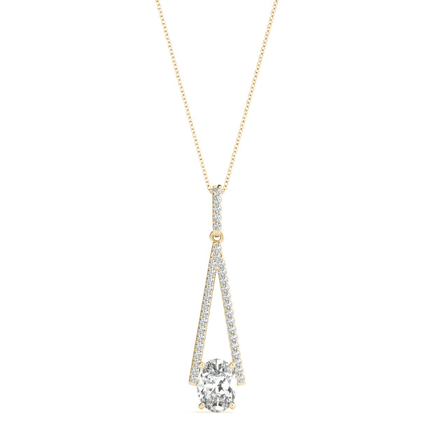 14K Yellow Gold Oval Diamond Halo Pendant