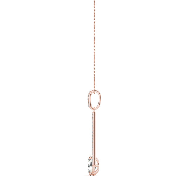 14K Rose Gold 1/5 ct tw Halo Diamond Pendant