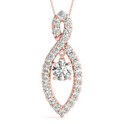 14K Rose Gold Diamond Solitaire Pendant Necklace