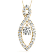 14K Yellow Gold Diamond Solitaire Pendant Necklace