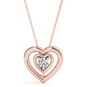 14K Rose Gold Round Diamond Solitaire Pendant
