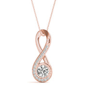 14K Rose Gold Diamond Solitaire Pendant Necklace