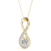 14K Yellow Gold Diamond Solitaire Pendant Necklace