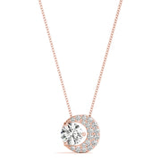 14K Rose Gold Diamond Solitaire Pendant Necklace