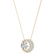 14K Yellow Gold Round Diamond Pendant