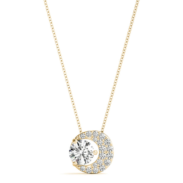 14K Yellow Gold Round Diamond Pendant