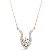 14K Rose Gold Diamond Solitaire Pendant Necklace