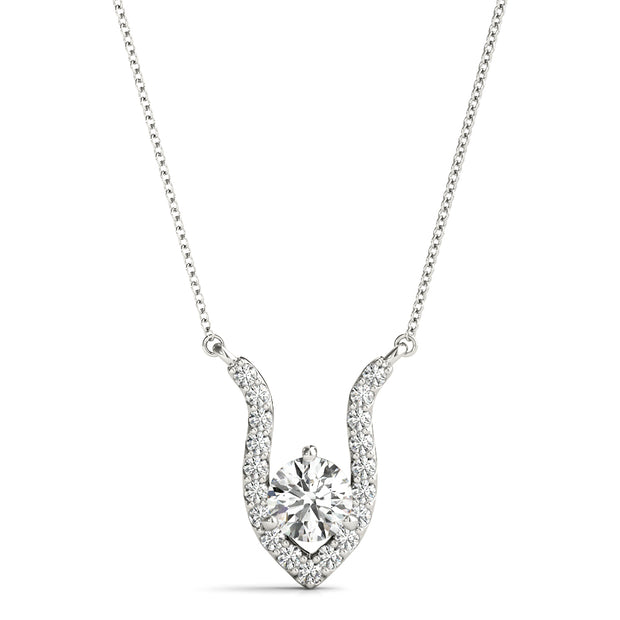 14K White Gold Multi-Diamond Solitaire Pendant