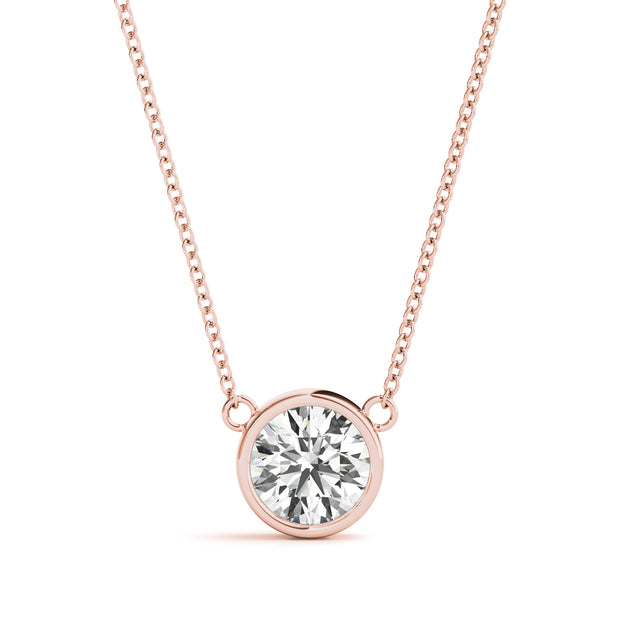 14K Rose Gold 1ct Round Diamond Solitaire Pendant