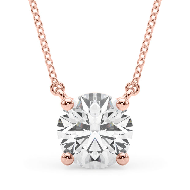 14K Rose Gold 1ct Diamond Solitaire Pendant