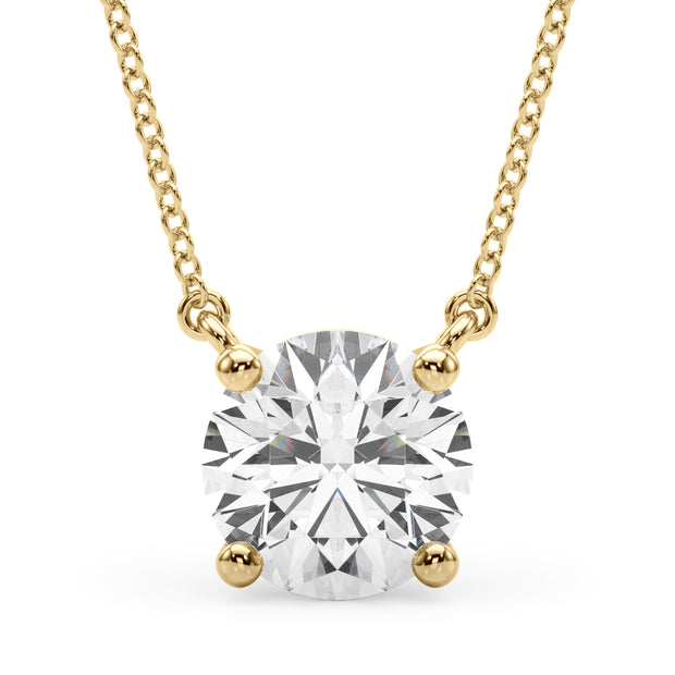14K Yellow Gold 1ct Round Diamond Solitaire Pendant