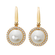 Freshwater Pearl and Diamond Earrings