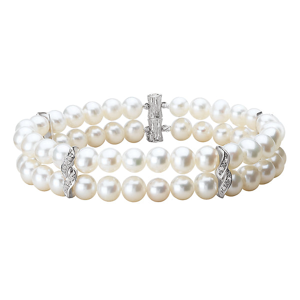 Freshwater Pearl and Diamond Bracelet