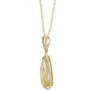 Diamond Lemon Quartz Pendant