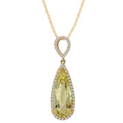 Diamond Lemon Quartz Pendant