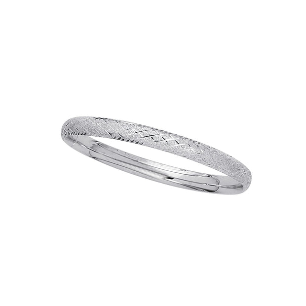 14K Gold Diamond Cut X Bangle