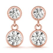 14K Rose Gold Round Diamond Stud Earrings