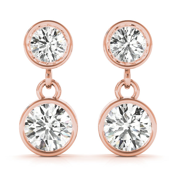 14K Rose Gold Round Diamond Stud Earrings