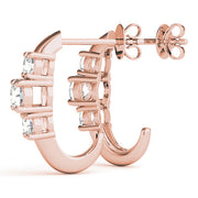 14K Rose Gold 1 ct tw Three Stone Diamond Earring