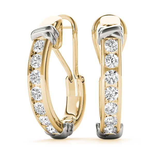 14K Yellow Gold 1/2 ct tw J-Hoops Diamond Earring