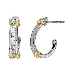Round Diamond J-Hoops Earrings
