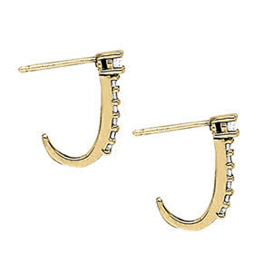 Round Diamond J-Hoops Earrings