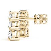 18K Yellow Gold 1/2 ct tw Three Stone Diamond Earring