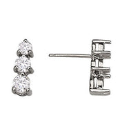 0.50 CTW Round Diamond Three Stone Earrings