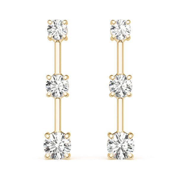 14K Yellow Gold 1 ct tw Three Stone Diamond Earring