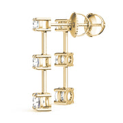 18K Yellow Gold 1 ct tw Three Stone Diamond Earring