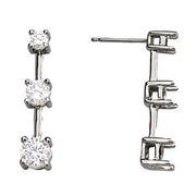 0.50 CTW Round Diamond Three Stone Earrings