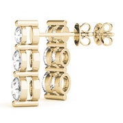 18K Yellow Gold 1 ct tw Three Stone Diamond Earring