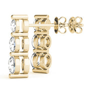 18K Yellow Gold 1 ct tw Three Stone Diamond Earring