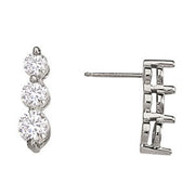 18K White Gold 1 ct tw Three Stone Diamond Earring