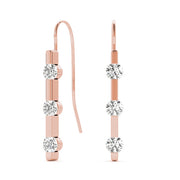18K Rose Gold 1/2 ct tw Three Stone Diamond Earring