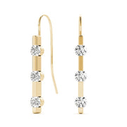 18K Yellow Gold 1/2 ct tw Three Stone Diamond Earring