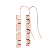 14K Rose Gold 1/2 ct tw Three Stone Diamond Earring