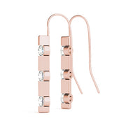 18K Rose Gold 1/2 ct tw Three Stone Diamond Earring