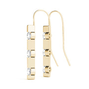 18K Yellow Gold 1/2 ct tw Three Stone Diamond Earring