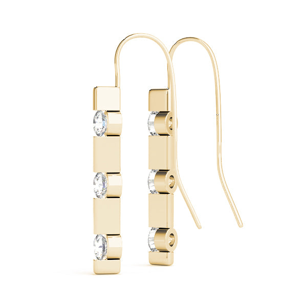 18K Yellow Gold 1/2 ct tw Three Stone Diamond Earring