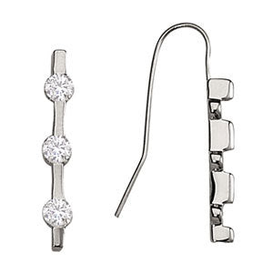 Platinum 1/2 ct tw Three Stone Diamond Earring