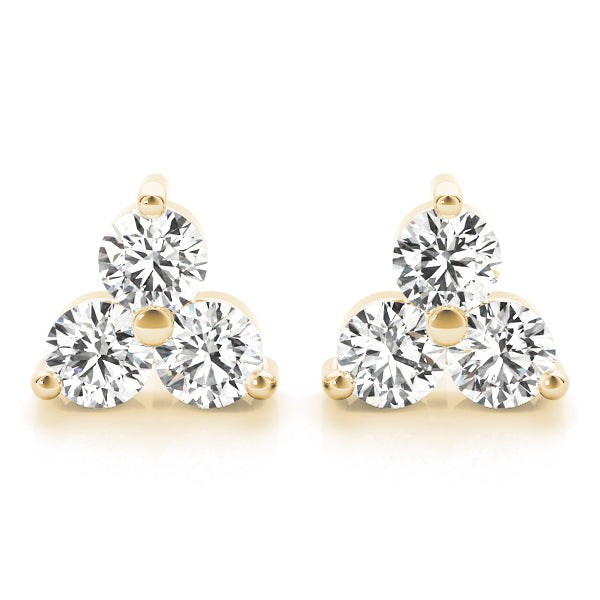 14K Yellow Gold 1/2 ct tw Three Stone Diamond Earring
