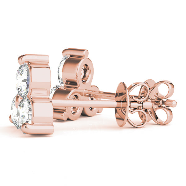 14K Rose Gold 1/2 ct tw Three Stone Diamond Earring